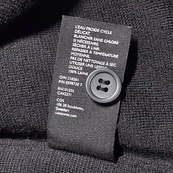 COS Women's Wool Cardigan Sweater Size Medium Black Boxy Minimalist Office EUC - Picture 8 of 12